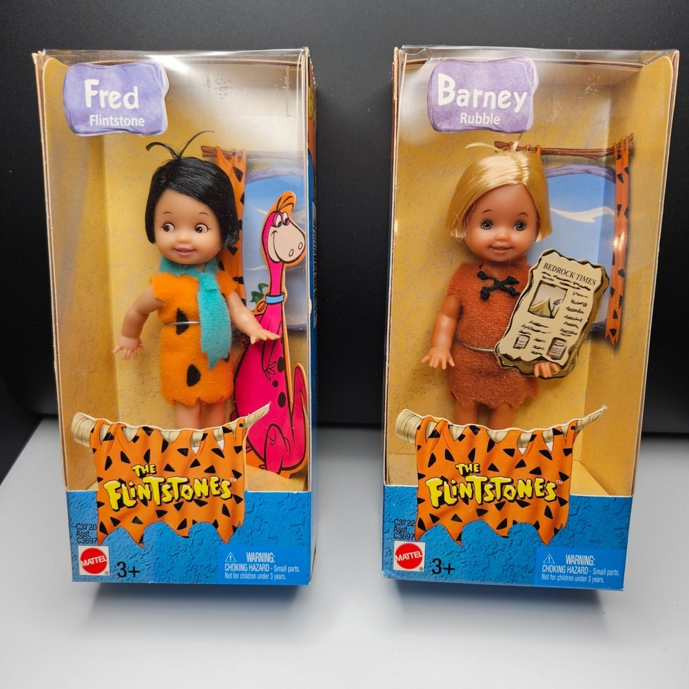 VTG Mattel The Flintstones Toddler Dolls Fred Flintstone & Barney Rubble 2003